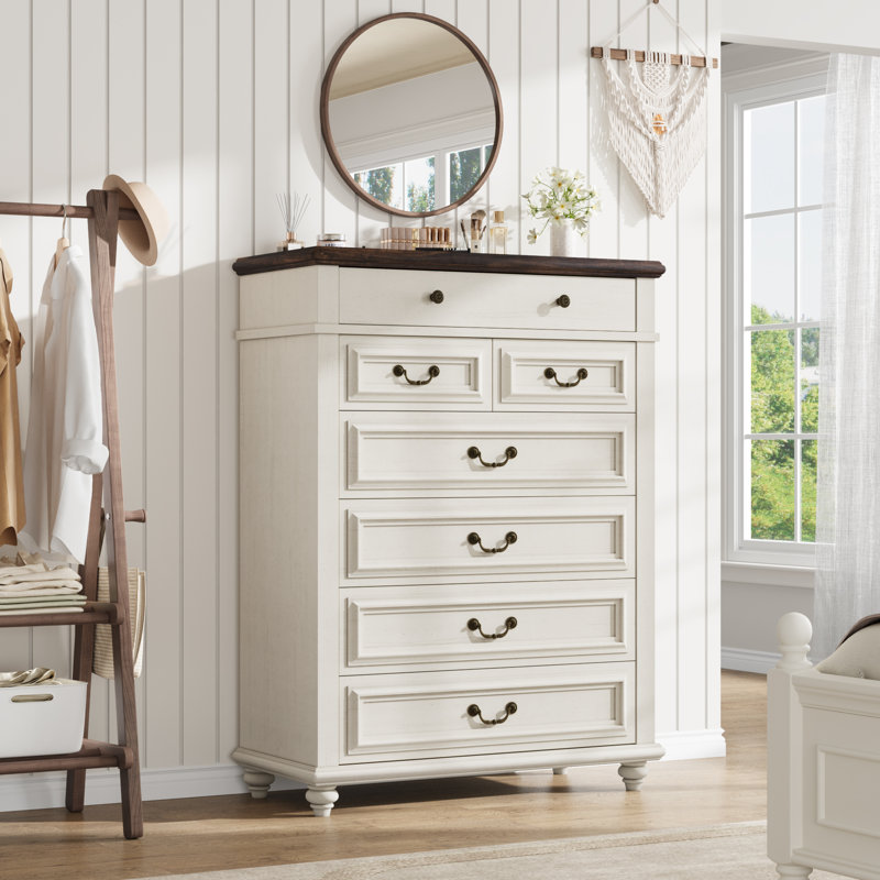 7 Drawer Dresser For Bedroom, White