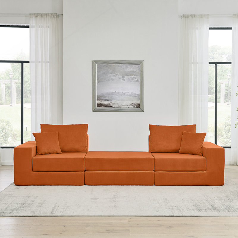 Boneless Modular Cloud Sectional Couch, Orange