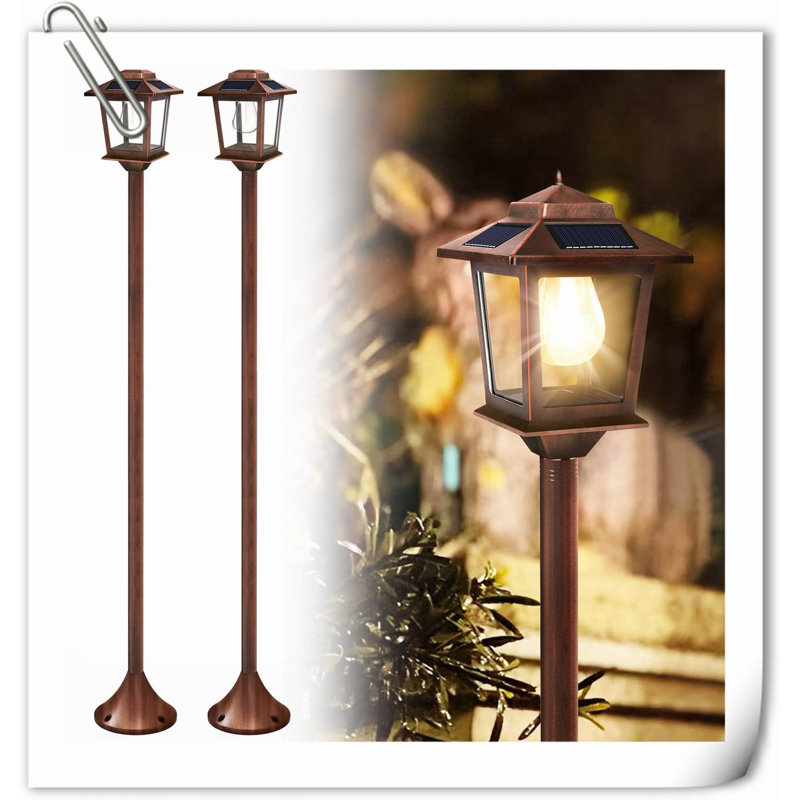 Lampadaire solaire 63 "Ezariyah 2Pack, Lampadaire d'extérieur imperméable Ezariyah, Bronze