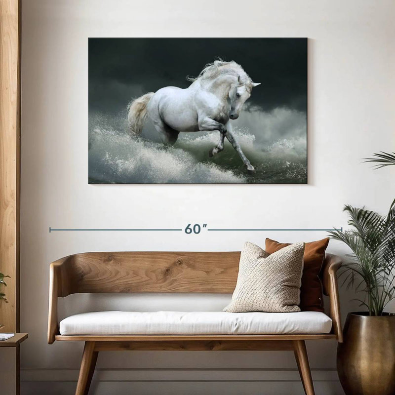 Brampt Seaside White Horse, 30" H x 45" W