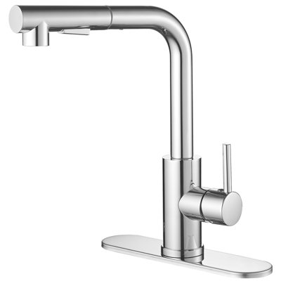 Robinet de cuisine rétractable à un trou et à poignée simple avec 2 jets d'eau