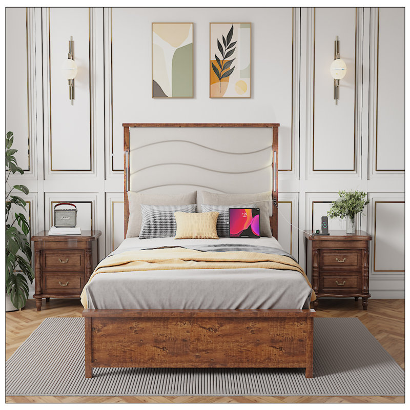 Lit pour chambre à coucher, Gris brun