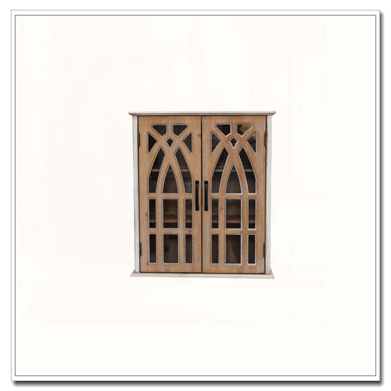 Armoire murale avec portes découpées décoratives, Naturel, blanc délavé naturel