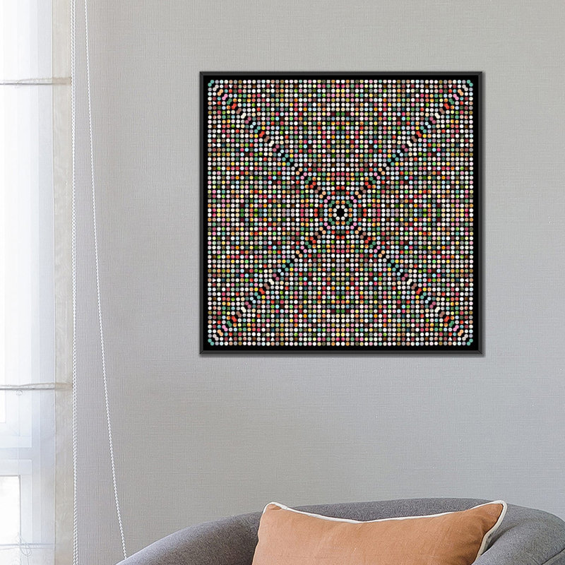 Albree Modern Gumball Drops, impression sur toile, H 26 po x l 26 po x P 1,5 po, Toile avec cadre noir, Pas de tapis