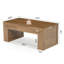 Table basse 47,2 po rectangulaire avec rangement ouvert, table basse en bois de ferme pour salon, finition chêne