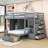 Full Over Twin Wooden Bunk Bed With 5 Drawer And Staircase And Wardrobe-1802485201