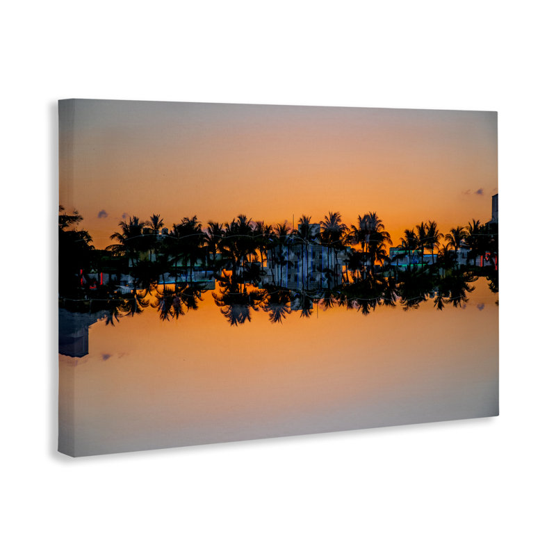 Reflecting Sunset Palms, toile de Robin Vandenabeele, H 16 po x l 24 po
