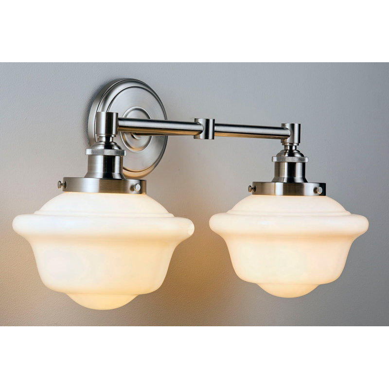Éclairage pour meuble-lavabo à 2 lumières à intensité variable Sille, Chrome poli, Lait