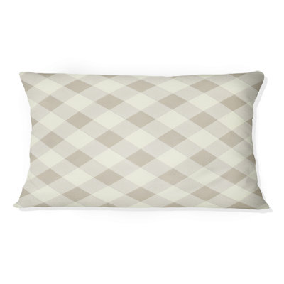 Coussin lombaire beige moderne gris Gingham I