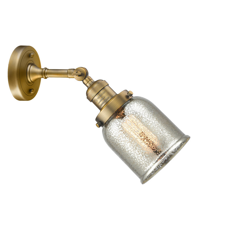 Applique murale 1 lumière 8 po Bell, Argent mercuré, Laiton brossé, Ampoule non incluse