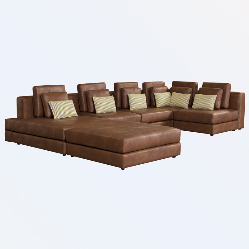 Canapé modulaire 6 pièces rembourré, Mélange de polyester brun