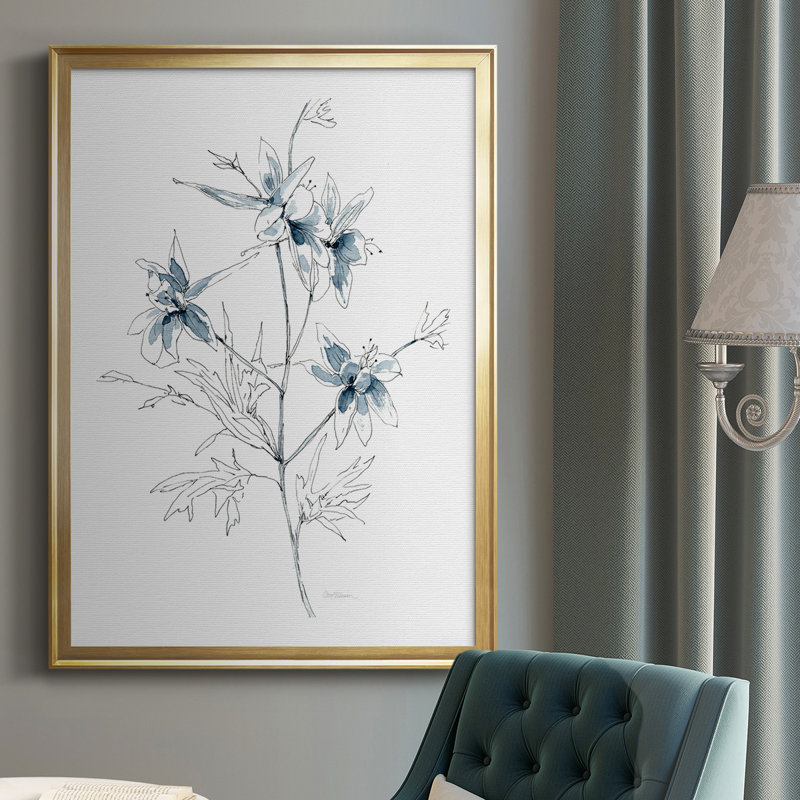 Croquis Indigo II, impression de qualité supérieure - prêt à être accroché, Or, H 42,5 po x l 30,5 po x P 1 po
