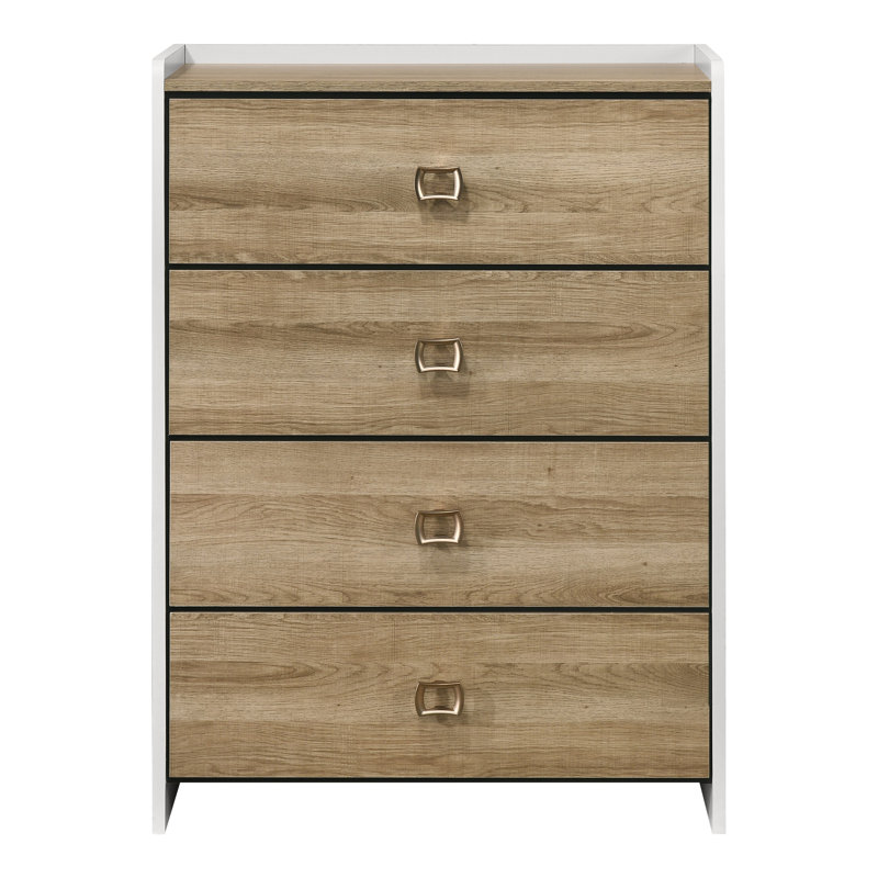Commode 4 tiroirs Grace, White/Brown
