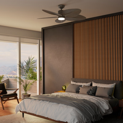Casablanca 52 inch Coveview ENERGY STAR® Damp Rated Ceiling Fan with LED Light Kit and Wall Control and Handheld Remote