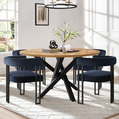Ensemble de salle à manger pour 4 personnes avec table ronde l 47 po Dulcine et chaises rembourrées en velours