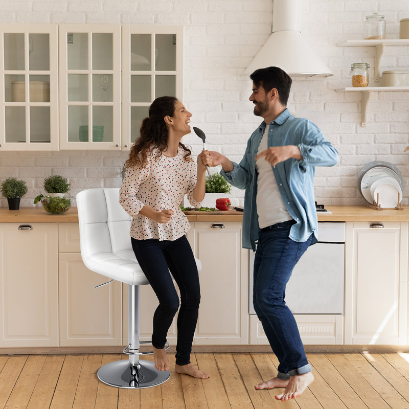 Tabouret de bar pivotant en cuir Vegan, Blanc