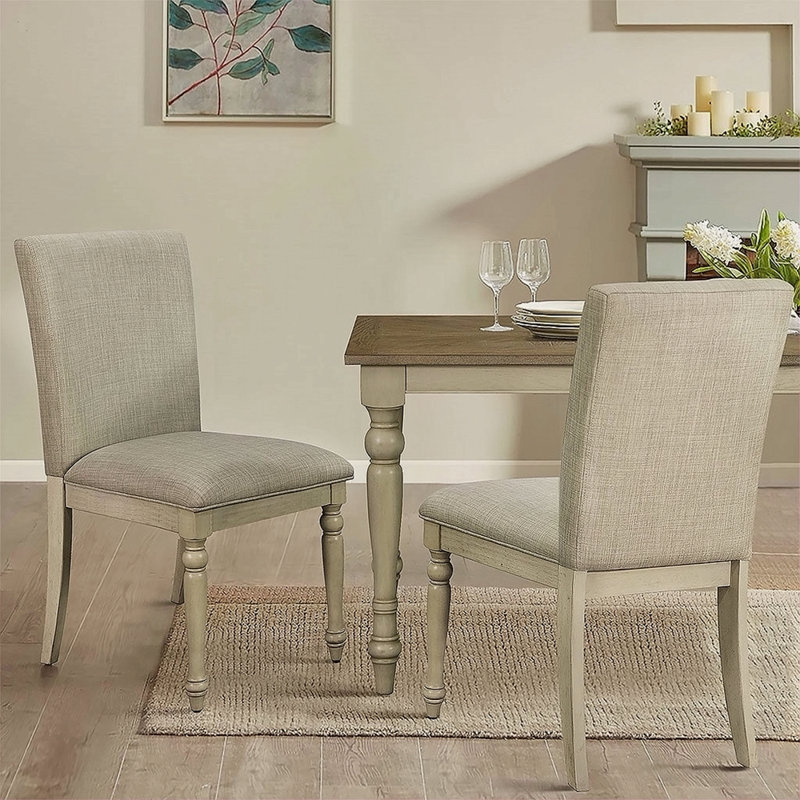 Ensemble de 2 chaises de salle à manger rembourrées avec pieds en bois tourné