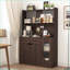 Armoire de rangement pour garde-manger H 71 po x L 47,2 po avec portes en verre Reeded, support pour micro-ondes | Panneau perforé | Panneau de particules