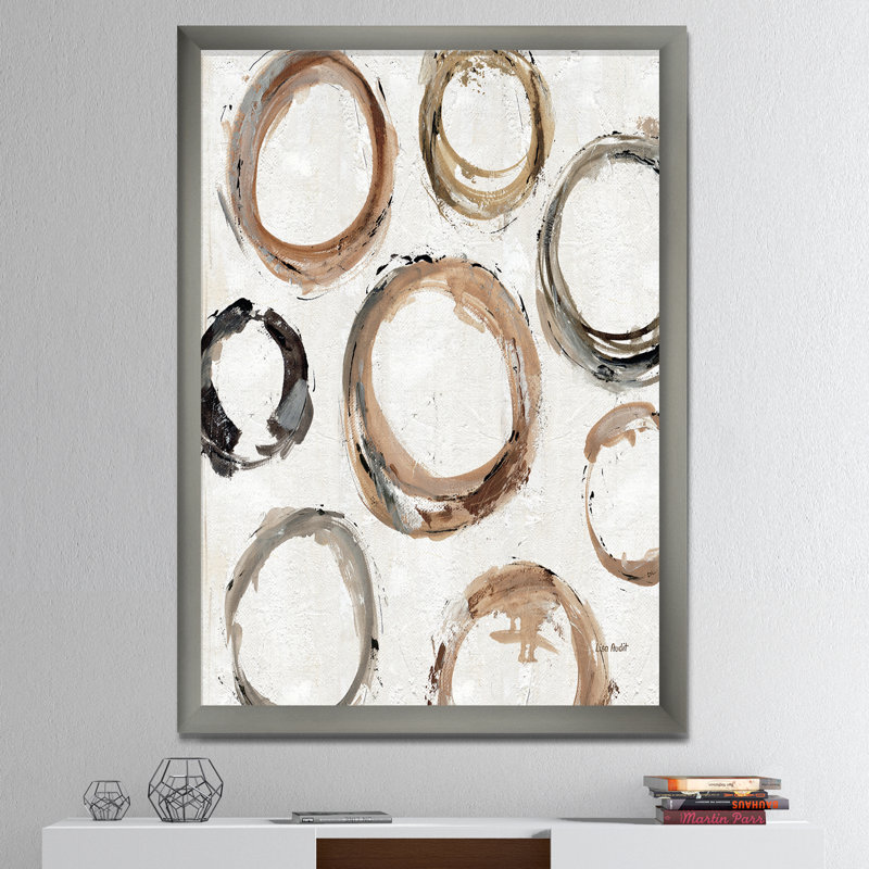 « geometric circle natural balance i », reproduction d’image sur toile, H 20 po x l 12 po x P 1po, Cadre argenté