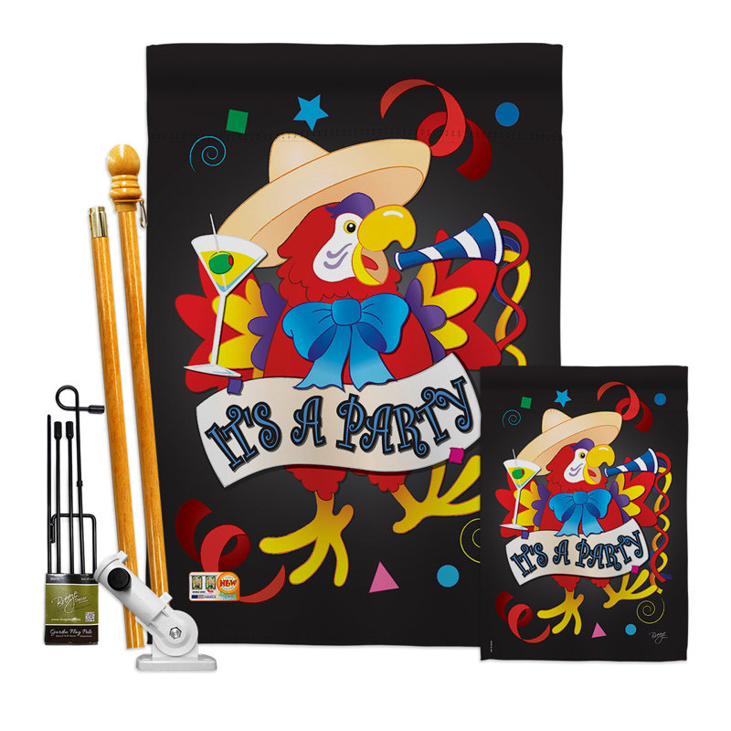 Double Sided 40'' H x 28'' W Polyester Birthday Flag Set