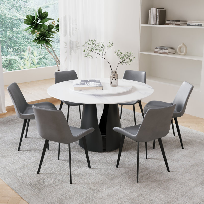 Cherno 6 - Person Pedestal Dining Set, White