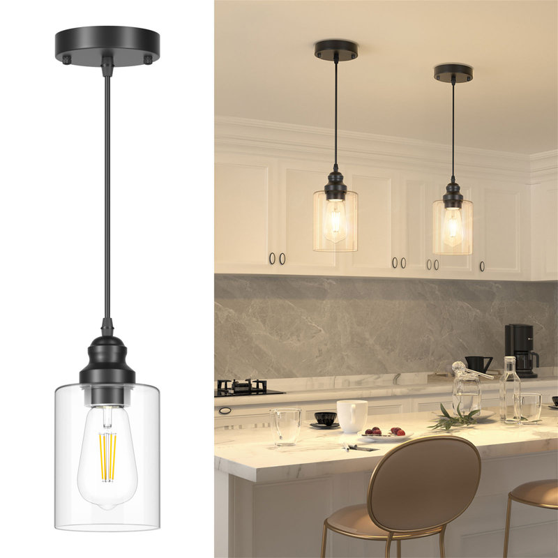 Shareca 1 - Light Matte Black Single Pendant, Clear Glass Shade