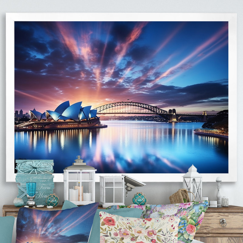 Australie, Australie, Sydney II, impression sur toile encadrée, H 34 po x l 44 po x P 1,5 po, Cadre photo blanc