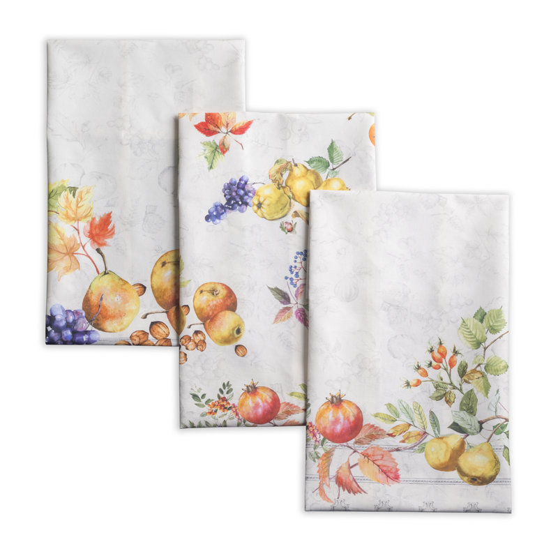 Ensemble de torchons de cuisine 100 % coton Fruit D'Hiver Maison d'Hermine 3 - 20 po x 27,5 po