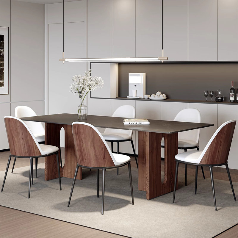 Table de salle à manger en bois massif noir et brun noisette, H 29,53 po x L 62,99 po x l 31,5 po