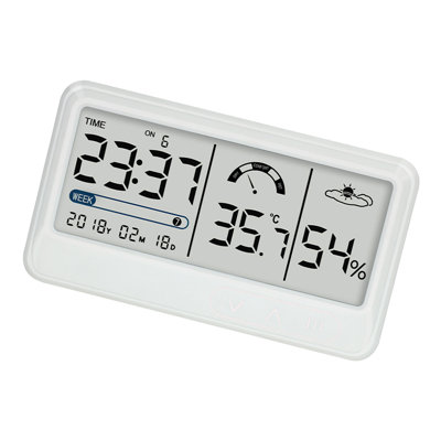 Hygromètre numérique électronique avec affichage de l'heure et de la date, thermomètre et support pour serre, jardin ou cave.