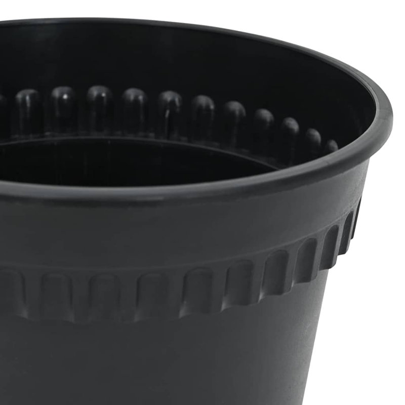 Round Flower Pot 6 Pcs Plastic, 12cm H x 15cm W x 15cm D, Black