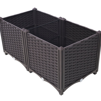 Self-Watering Raised Garden Box - 31.5" L X 15.7" W 14.7" H For Balcony & Terrace Plants Deep Planter 31.5"X15.7"X14.7" All Kinds Of Flowers