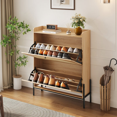 2-Drawer" * Shoe" * With" * Doors" * Narrow" * Storage" * For Entryway,Walnut