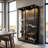 Glass Display Cabinet, 39.4" W — Black Aluminum Frame, Sliding Doors & LED Lights