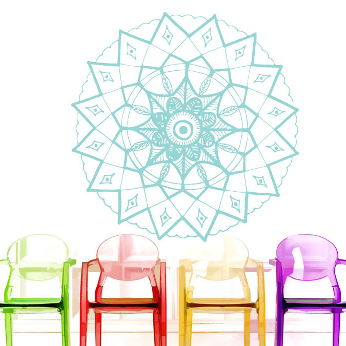 Adhésif décoratif mandala yoga, H 20 po x l 22 po, Menthe
