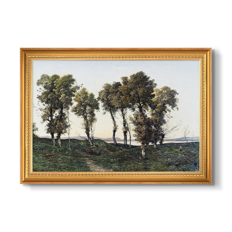 Autumn Autumn, 1894 - Henri Harpignies - Toile encadrée sur mesure, 20x28 INNER SIZE, Framed Canvas, Beaded Florentine Gold