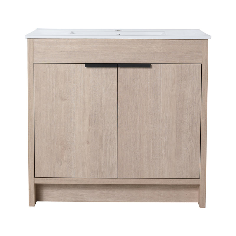 Ensemble de meuble-lavabo sur pied simple en céramique avec meuble-lavabo de 35,8 po Esven