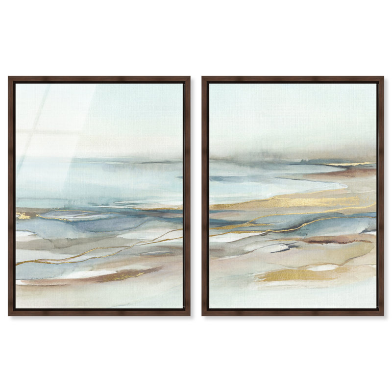 Entre deux rives - Ira Colmeva, grand ensemble de 2 reproductions sur acrylique encadrées par Art Remedy, cadre en noyer, 30 x 40