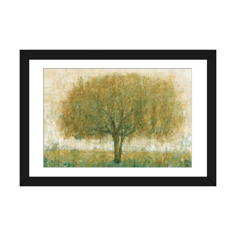 « summer day tree ii », impression sur toile, H 24 po x l 32 po x P 1 po, Papier d'art encadré noir, Blanc