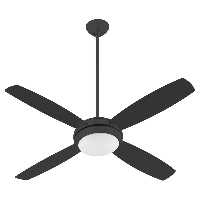 Laderrian 52'' Ceiling Fan with LED Lights, Black
