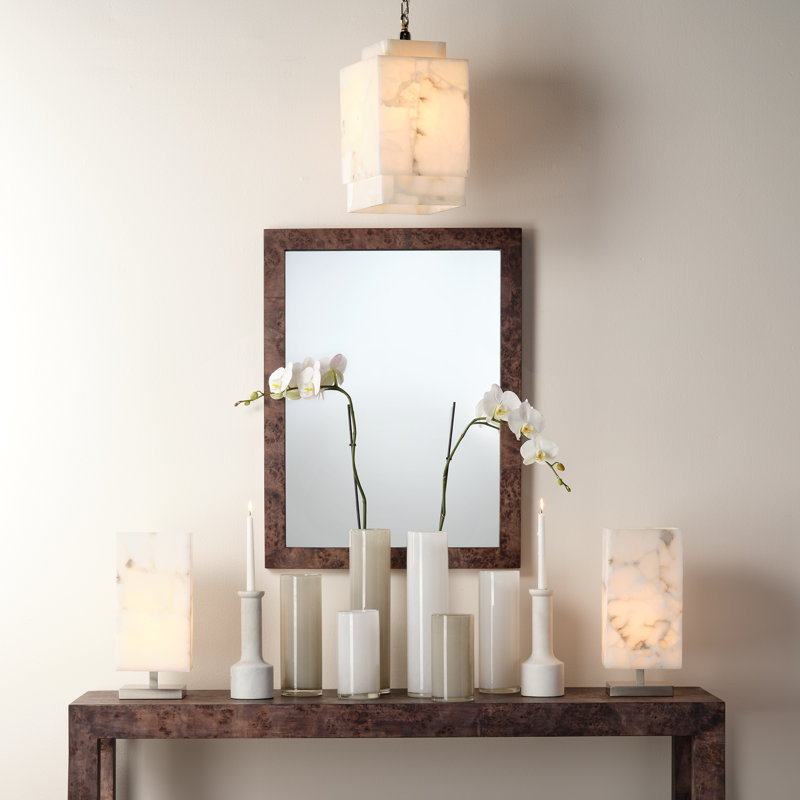 Chandler Flat Solid And Engineered Wood Wall Mirror, Charcoal