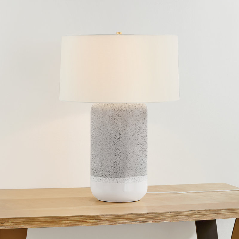 Washingtonville Table Lamp in Aged Brass and Ceramic Blue Shore
