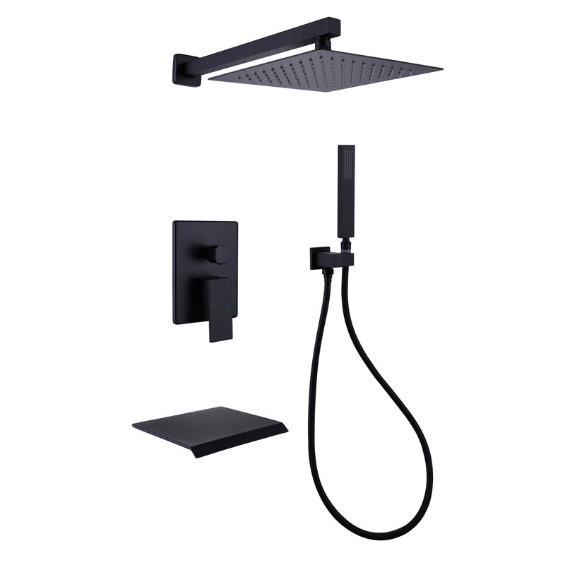 8-Inch Matte Black Multi-Head Rain Shower System with Filter