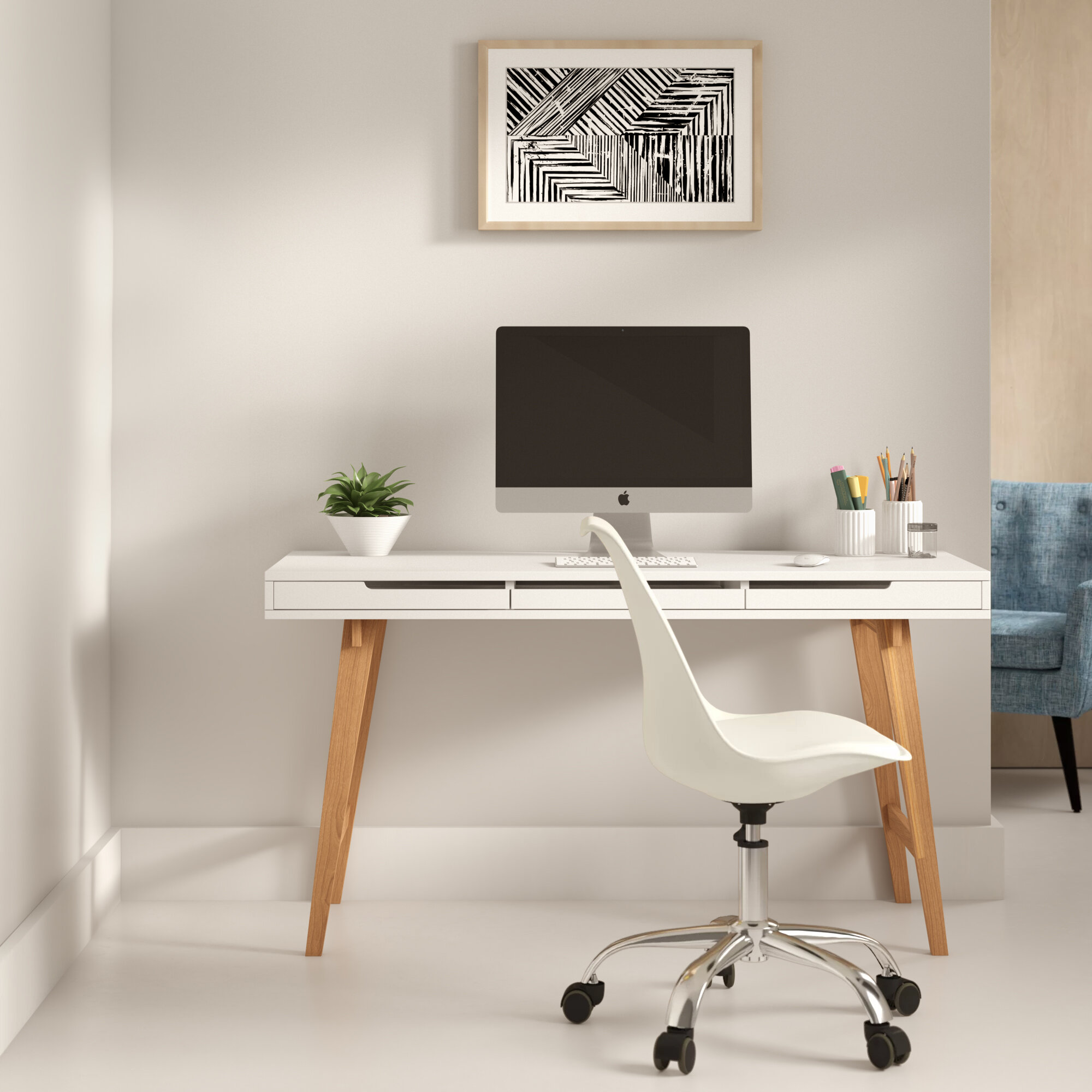 Hykkon Fynn Solid Wood Base Writing Desk & Reviews | Wayfair.ie