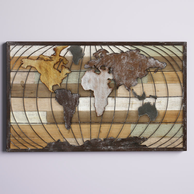 Marco Shiplap Wood World Map Wall Décor