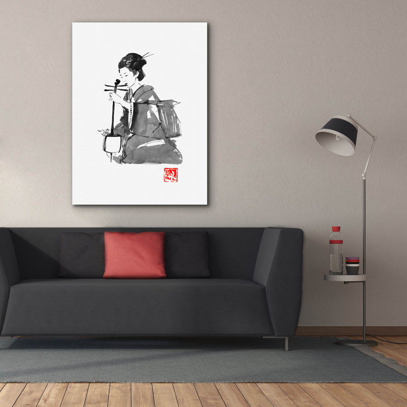 «Play Geisha» par Pechane, art mural sur toile, H 54 po x l 40 po