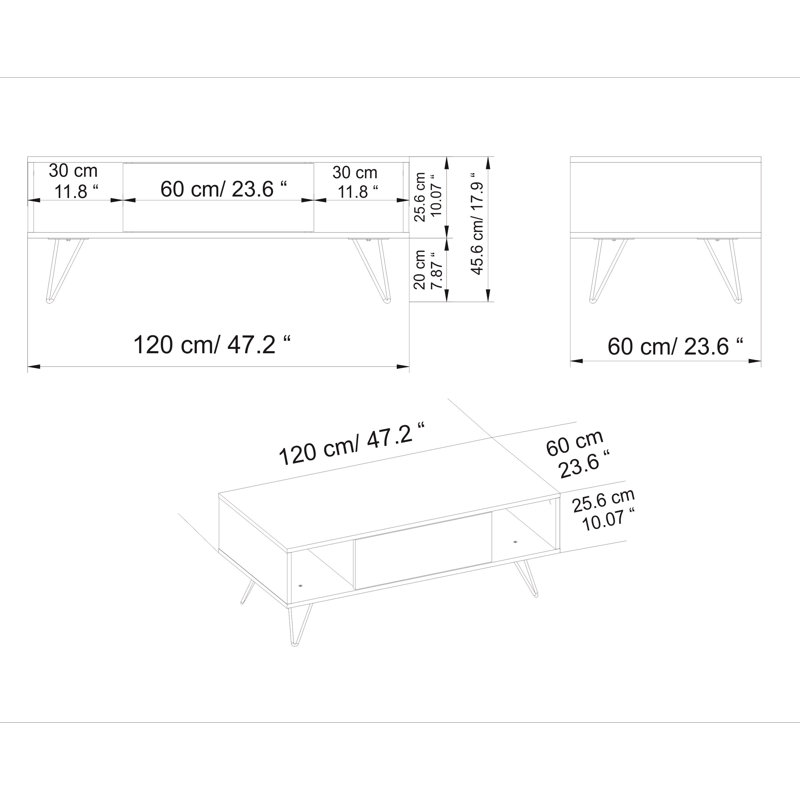 Kayce Single Coffee Table, Walnut/White