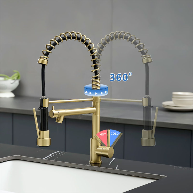 Single Hole Pull Down Kitchen Faucet With Pot Filler Single Handle Kitchen Sink Faucets Spring Stainless Steel Kitchen Basin Taps