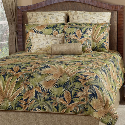 Bahamian Nights tropical foliage 4 Piece Comforter Set