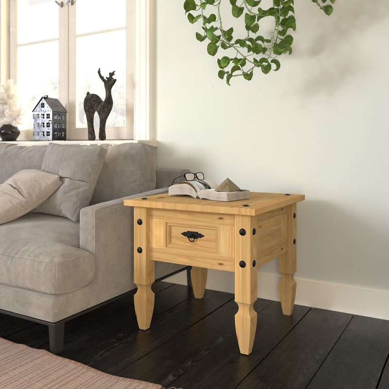 Rustic Charm Solid Wood End Table